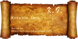 Kotvics Imre névjegykártya